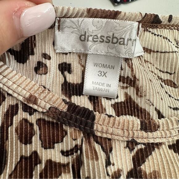 Dressbarn Leopard Print Short Sleeve Top Brown Tan Camel Shirt Plus Sz 3X - Picture 8 of 10